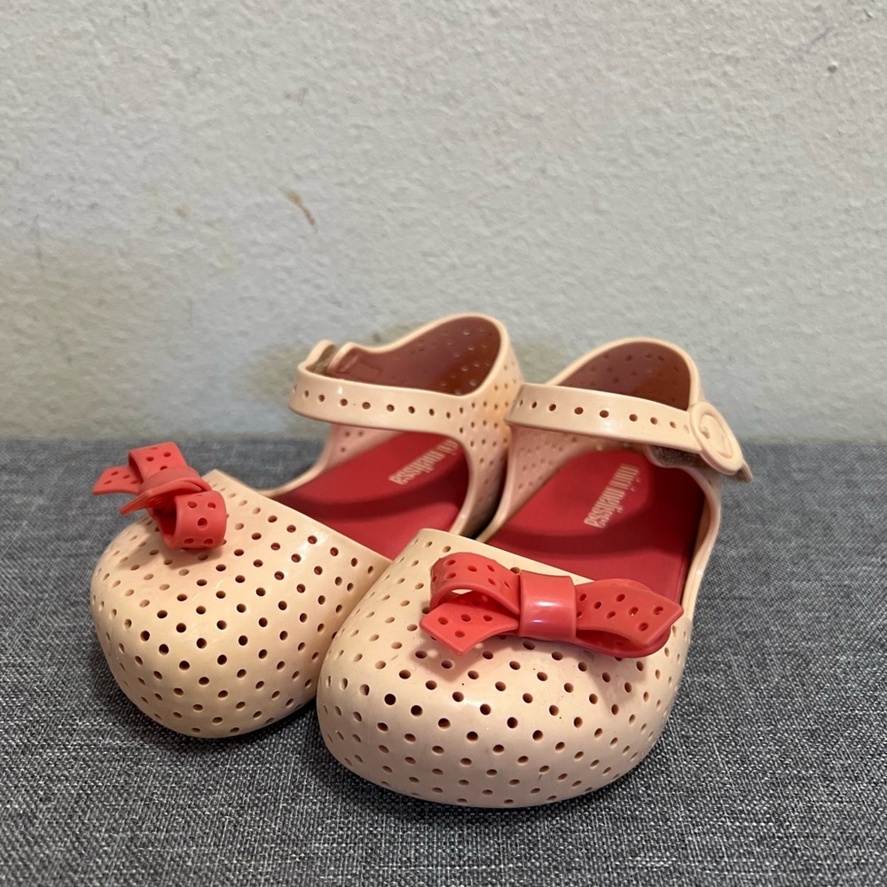 Mini Melissa Kids' Pink and Red Bow Dress Shoes